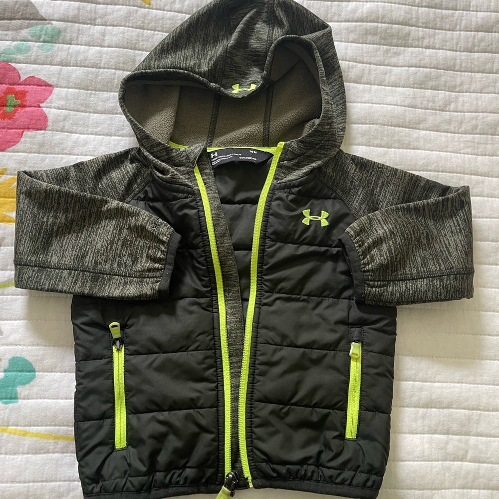 Under Armour Kids' Gray and Neon Green Puffer Jacket
